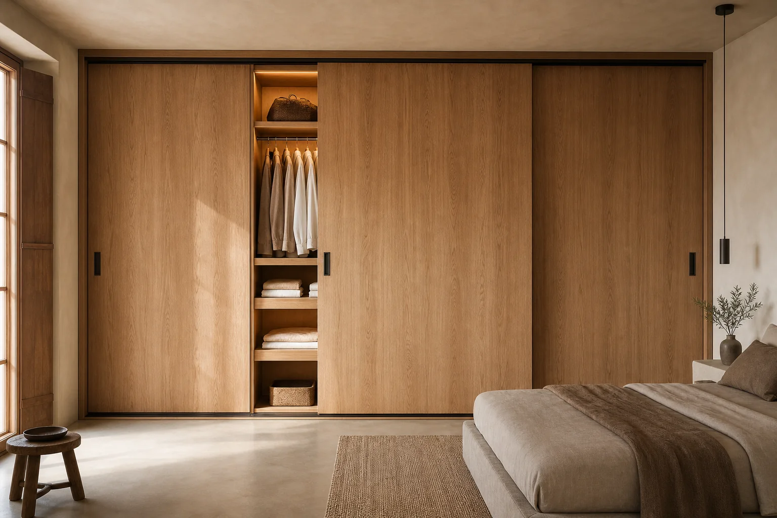 Custom sliding-door wardrobes for three doors in Dénia