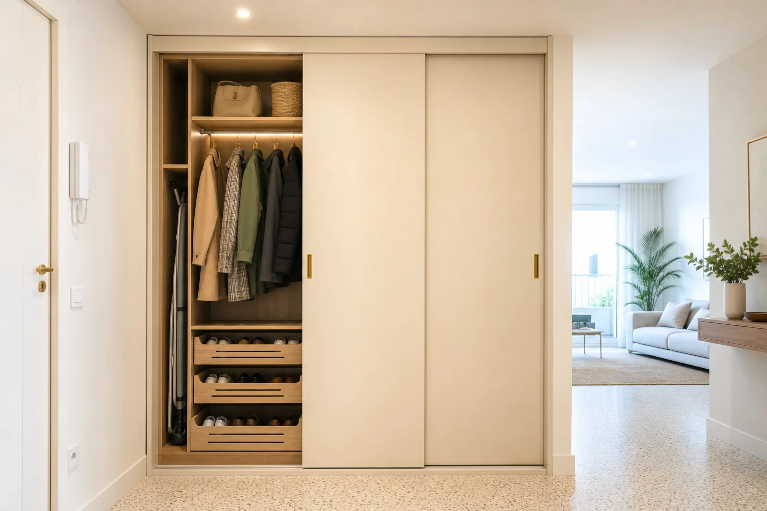 Custom sliding-door wardrobes for tall panel in Dénia