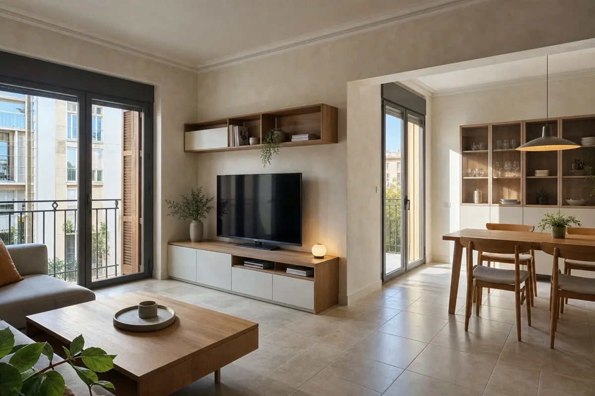 Visualización orientativa de muebles de salón a medida en Dénia